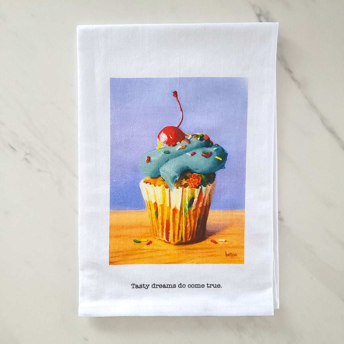 "Tasty Dreams" Cupcake Tea Towel