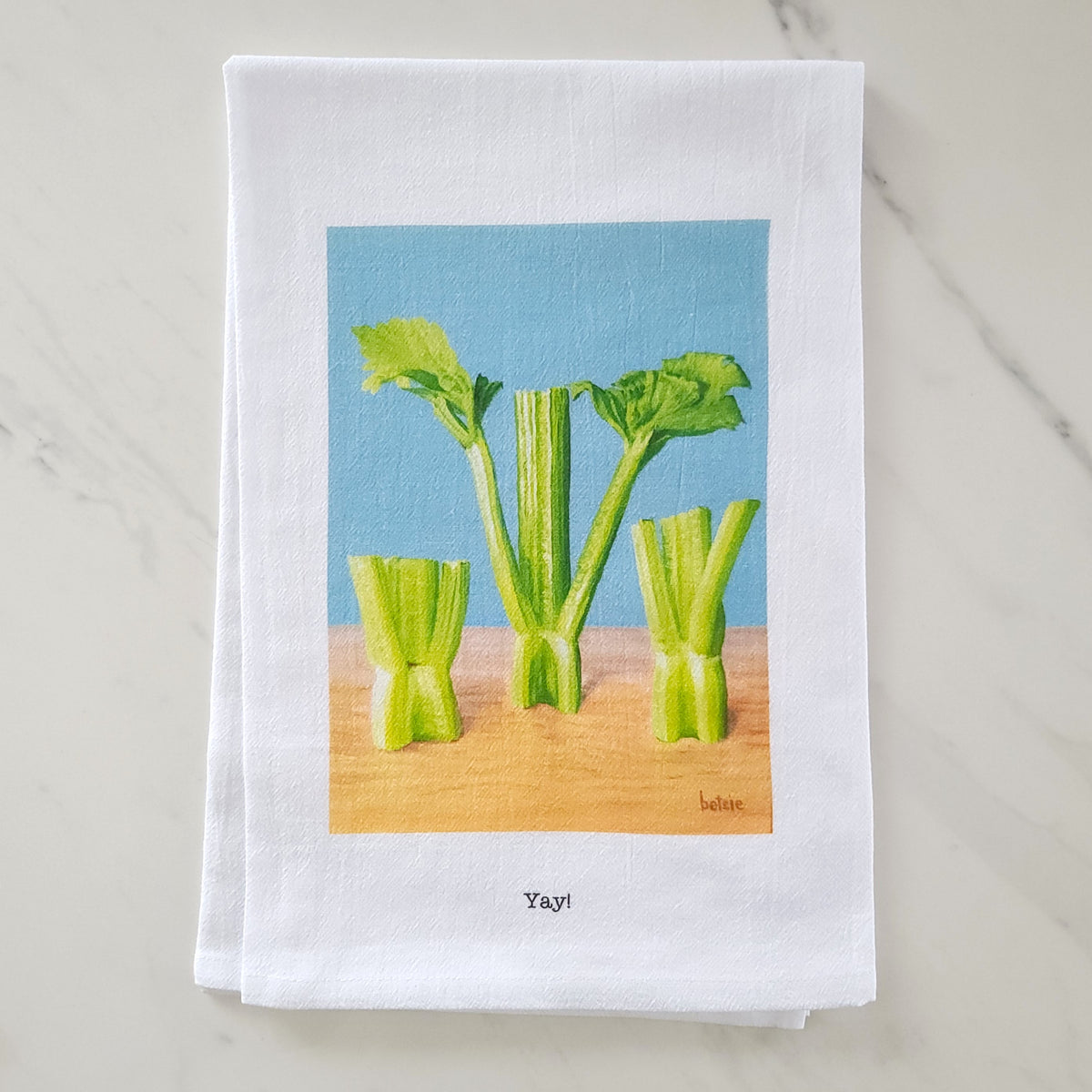 "Yay!" Celery Tea Towel