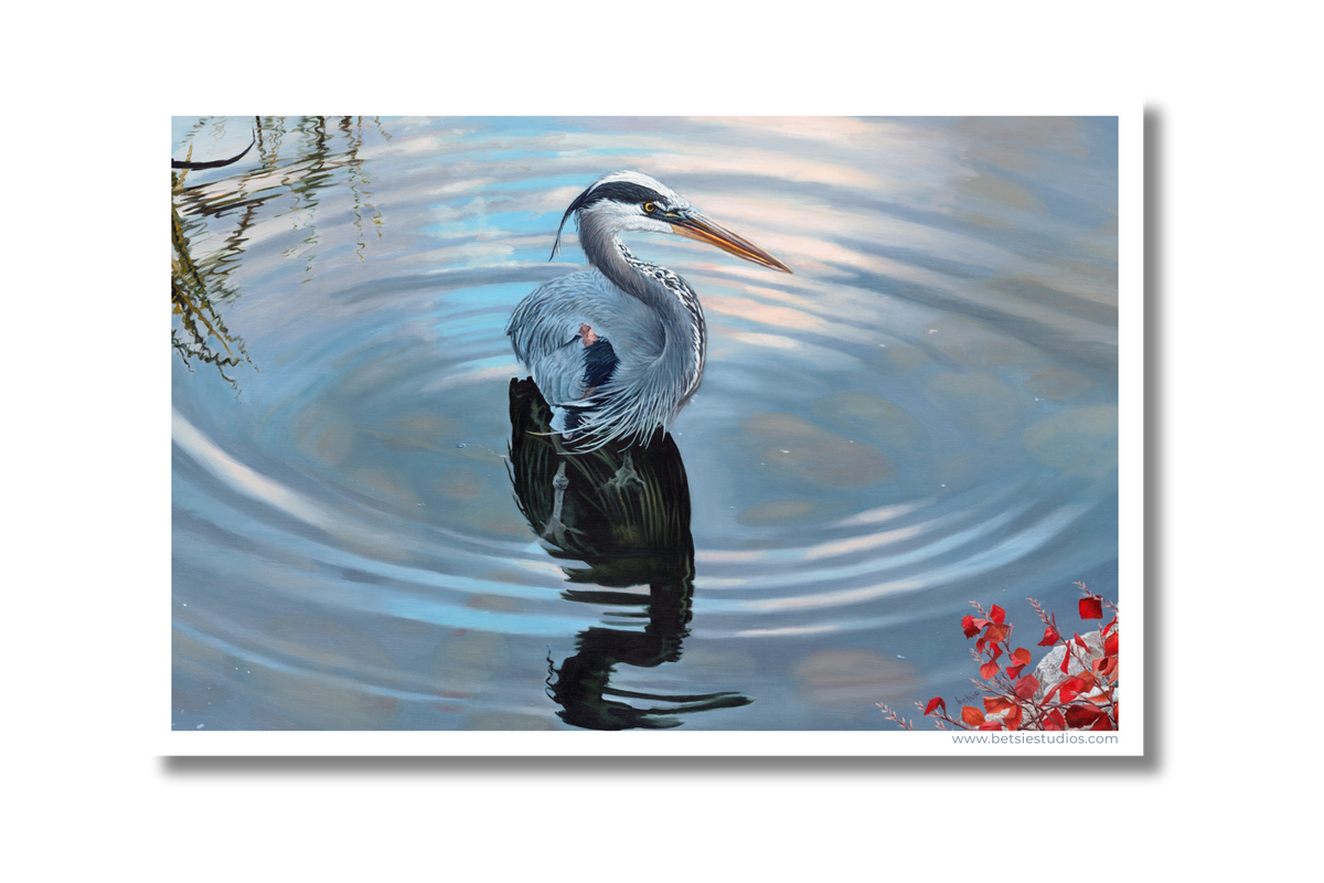 Great Blue Heron & Ripple Vinyl Sticker