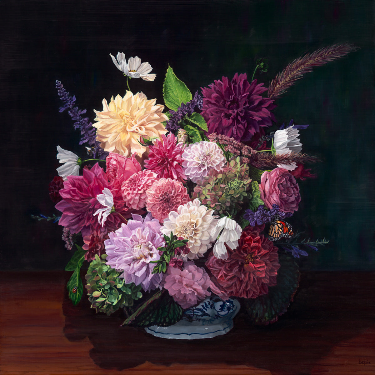 Yribar Dahlias in Delft Tureen with Idaho Insects (Giclée Print)